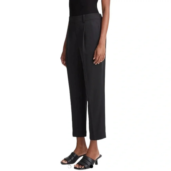 Vince Mid-Rise Tapered Pull-On Pant Straight Cropped Leg Trousers Black Size M - Picture 4 of 11